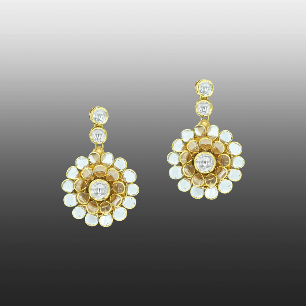 Floral Polki Pachi Earrings with Elegant Detailing